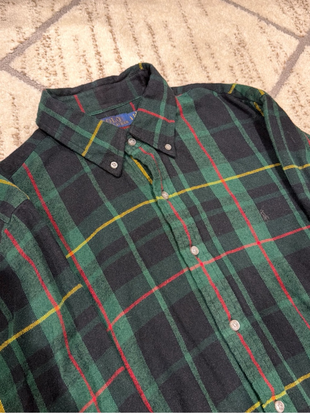 Polo Ralph Lauren Plaid Flannel Button Down Shirt Green Men’s Size Large Classic